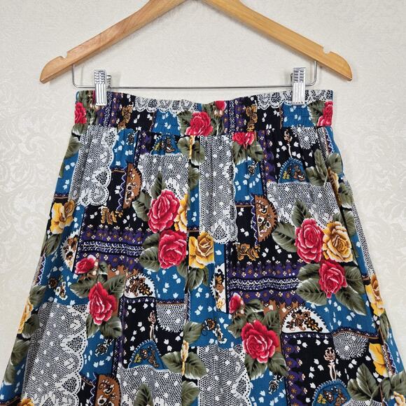Norton MCNaughton Pleated Midi Maxi Skirt 12 Multicolor Mixed Print Pull On Boho - Picture 6 of 11